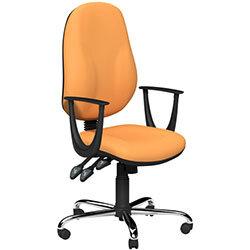 O.B Series Office Chair Leather Look Seat Chrome Base & Fixed Arms Yellow on Productcaster.