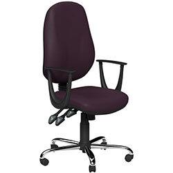 O.B Series Office Chair Leather Look Seat Chrome Base & Fixed Arms Violet on Productcaster.