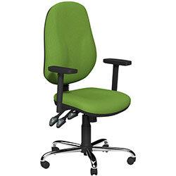 O.B Series Office Chair Fabric Seat Chrome Base & Adjustable Arms Green on Productcaster.