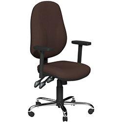 O.B Series Office Chair Fabric Seat Chrome Base & Adjustable Arms Brown on Productcaster.