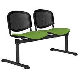 OI Series 2-Seater Bench With Black Mesh Back & Fabric Upholstered Seat Green E051 on Productcaster.