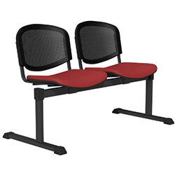 OI Series 2-Seater Bench With Black Mesh Back & Vinyl Upholstered Seat Red L090 on Productcaster.