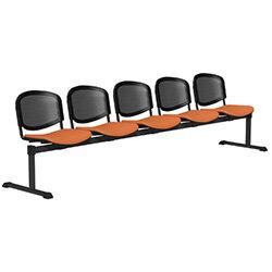 OI Series 5-Seater Bench With Black Mesh Back & Vinyl Upholstered Seat Orange L110 on Productcaster.