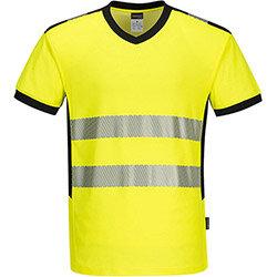 Portwest PW310 PW3 Short Sleeve V-Neck T-Shirt Yellow & Black 4XL on Productcaster.