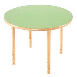 Flexi Round Height Adjustable Table 64-76cm Green Top on Productcaster.