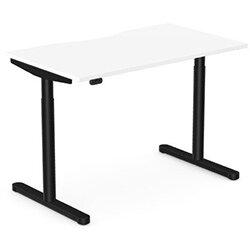 Height Adjustable Desk - Rectangular Home Office Sit Stand Desk Dual Purpose Scallop Top W1200xD700xH650-1150mm White Top Black Frame. on Productcaster.