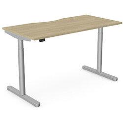 Height Adjustable Rectangular Sit Stand Desk Urban Oak Silver Frame on Productcaster.