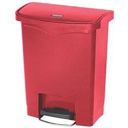 Rubbermaid Resin Slim Jim 30 Litre Front Step Step-On Pedal Bin Red on Productcaster.