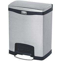 Rubbermaid Metal Slim Jim 30 Litre Front Step Step-On Stainless Steel Pedal Bin Black on Productcaster.