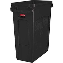 Rubbermaid 60L Slim Jim Plastic Rubbish Bin With Venting Channels Waste Receptacle Brown on Productcaster.