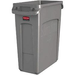 Rubbermaid 60L Slim Jim Plastic Rubbish Bin With Venting Channels Waste Receptacle Beige on Productcaster.