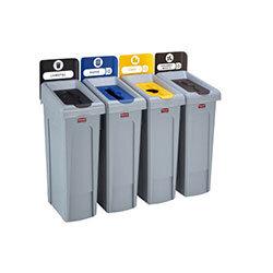 Rubbermaid Slim Jim Recycling Station Bundle 4 Stream - Landfill / Paper / Plastic/ Organic - 2057608 on Productcaster.