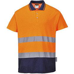 Portwest S174 2-Tone Cotton Comfort Polo T-Shirt Orange & Navy Large , HuntOffice.ie on Productcaster.