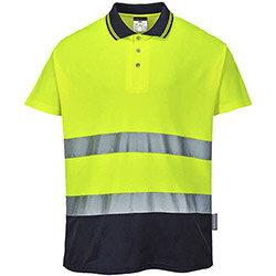 Portwest S174 2-Tone Cotton Comfort Polo T-Shirt Yellow & Navy Medium on Productcaster.