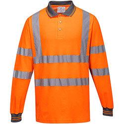 Portwest S271 Cotton Comfort Long Sleeve Polo Shirt Orange XL on Productcaster.