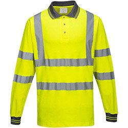 Portwest S271 Cotton Comfort Long Sleeve Polo Shirt Yellow XL , HuntOffice.ie on Productcaster.