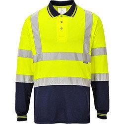 Portwest S279 Two-Tone Long Sleeved Polo Shirt Yellow & Navy 3XL on Productcaster.