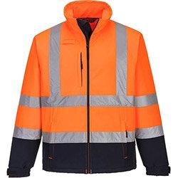 Portwest S425 Hi-Vis Contrast Softshell Jacket Orange & Navy Small on Productcaster.