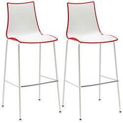 Zebra Bicolore Bar Stool With H800mm White Coated Base White/Red Set of 2 on Productcaster.