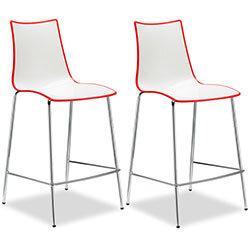 Zebra Bicolore Bar Stool With H650mm Chrome Base White/Red , HuntOffice.ie on Productcaster.