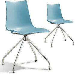 Zebra Technopolymer Canteen Chair with Chrome Trestle Revolving Base Light Blue on Productcaster.