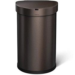 Simplehuman Semi-Round Sensor Bin 45L Dark Bronze Steel for Use With 4 AA Batteries (Included) ST2019 on Productcaster.