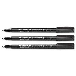 Pack of 10 Staedtler Lumocolor Black Permanent Pen Fine 0.6mm on Productcaster.