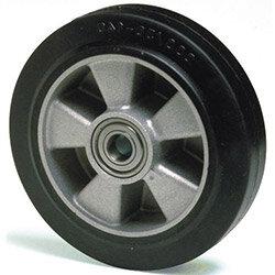 Wheel Rubber Tyred 160mm Dia. Aluminium Centre 300Kg Load Capacity on Productcaster.