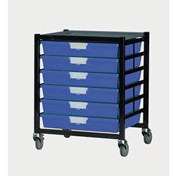 Mobile Tray Storage Unit 6 Shallow Trays Blue A3 525x645x435mm , HuntOffice.ie on Productcaster.