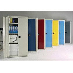 Cupboard Double Door C/W 3 Shelves Red Doors HxWxD mm: 1800x1200x460 , HuntOffice.ie on Productcaster.