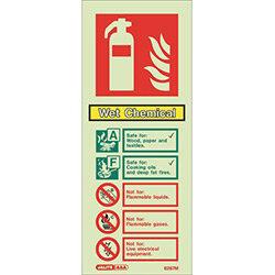 Photoluminescent Rigid Plastic Sign 200X80mm Fire Extinguisher Identification Swet Chemical on Productcaster.