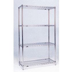 Olympic Chrome Wire Shelving System 1590mm High Starter Unit WxD 1829x457mm 4 Shelves & 4 Posts 275kg Shelf Capacity on Productcaster.