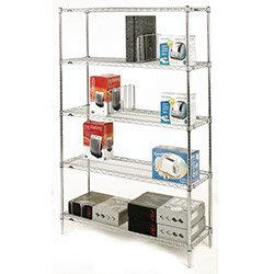 Olympic Chrome Wire Shelving System 1895mm High Starter Unit WxD 1829x457mm 5 Shelves & 4 Posts 275kg Shelf Capacity on Productcaster.