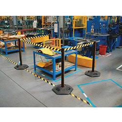 Barrier-Utility Indoor/Outdoor Black Post Yellow/Black Belt on Productcaster.