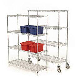 Olympic Super Erecta Static Chrome Wire Shelving Unit HxWxD 1590x1219x610mm with 4 Adjustable Shelves - 272kg Shelf Loading Capacity , HuntOffice.ie on Productcaster.