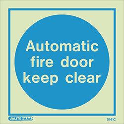 Photoluminescent Sign Automatic Fire Door Keep Clear HxW: 150x150 on Productcaster.