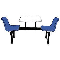 Floor Mountable Canteen Bench 2 Seater Single Entry White Table Top Blue Seats on Productcaster.