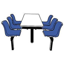 Floor Mountable Canteen Bench 6 Seater Double Entry White Table Top Blue Seats on Productcaster.