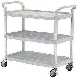 Large 3 Shelf Service Cart Open Sided Cart White on Productcaster.