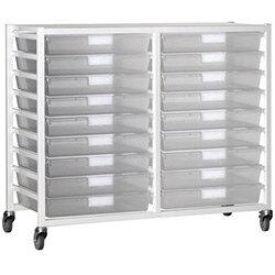 Tray Storage Unit 18 Tray Clear A3 1060X455X1035 White Frame on Productcaster.