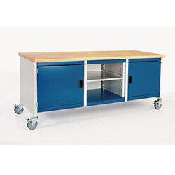 Mobile Storage Bench 2000 Wide With Mpx Top 2X500 Cupboards With Adjustable Shelves & Open Sec on Productcaster.