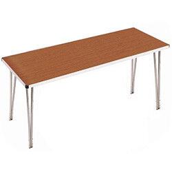 Aluminium Canteen Folding Table Teak Laminate Table Top W1830xD760xH698mm - Strong, Lightweight and Simple To Fold on Productcaster.