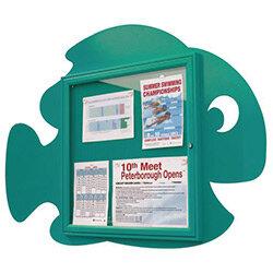 "Water Fun" Fish Notice Board 6xA4 Notice Board External Dimensions: H 750x750mm Painted Turquoise , HuntOffice.ie on Productcaster.