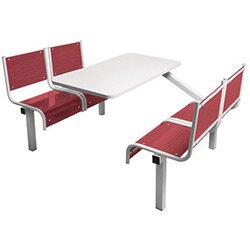 Spectrum Canteen Bench 4 Seater Single Entry Light Grey Frame & Red Seats - Robust, fully welded canteen unit on Productcaster.