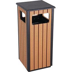 Metal With Plastic Wood Effect Finish 36 Litre Out Door Bin on Productcaster.