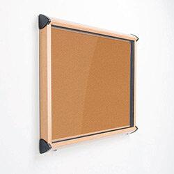 Shield Light Oak Wood Effect Exterior Showcase Lockable Notice Board 4xA4L Cork , HuntOffice.ie on Productcaster.