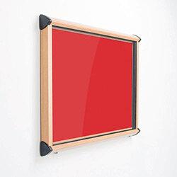 Shield Light Oak Wood Effect Exterior Showcase Lockable Notice Board 15xA4 Scarlet Red on Productcaster.