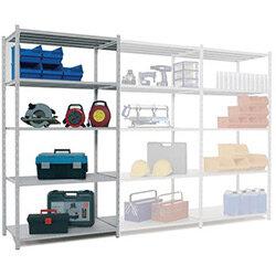 Tubular Open Frame Shelving Starter Bay Grey HxWxD 2000x1000x500mm - 4 Uprights With Plastic Feet, 5 Shelves With Hardboard Covers , HuntOffice.ie on Productcaster.