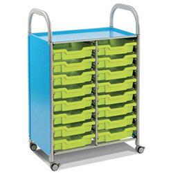 Mobile Tray Storage Unit Double Column With 16 Flame Red Shallow Trays , HuntOffice.ie on Productcaster.