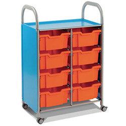 Mobile Tray Storage Unit Double Column With 8 Grass Green Deep Trays , HuntOffice.ie on Productcaster.